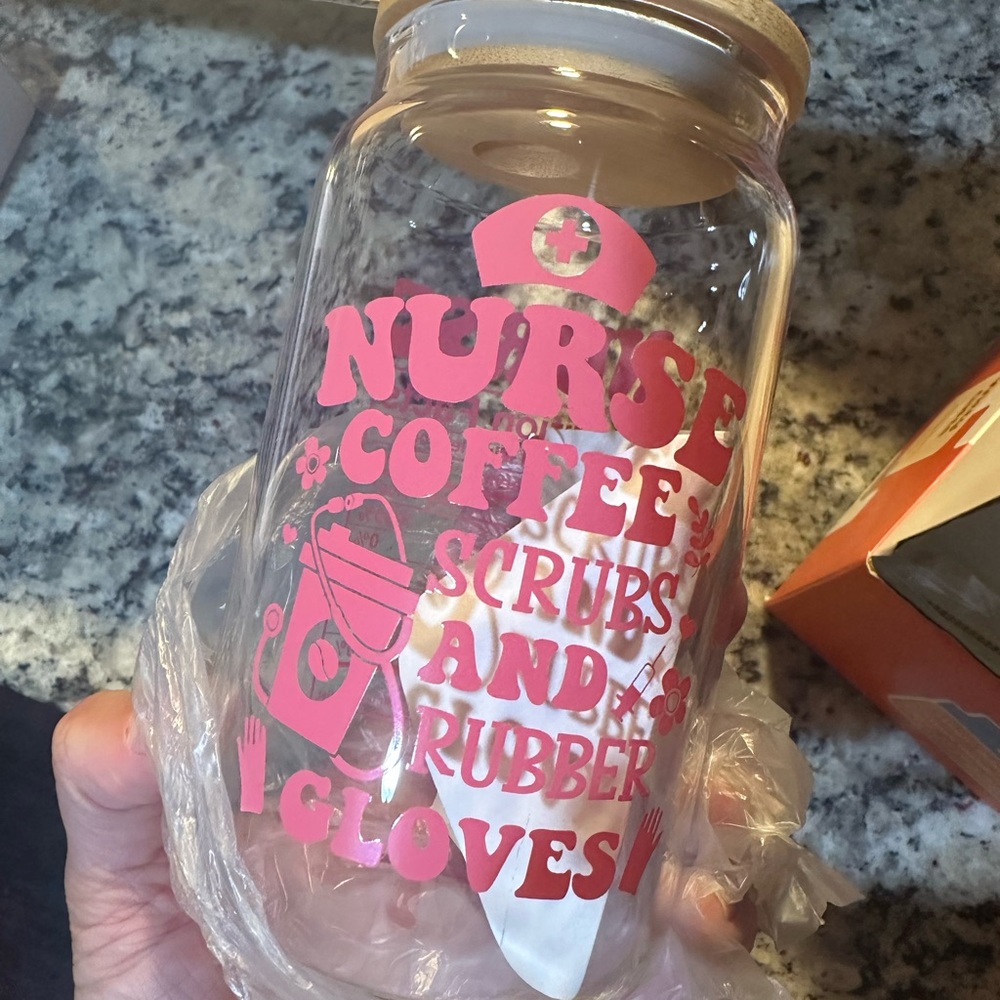 Pink Nurse Themed Glass cup